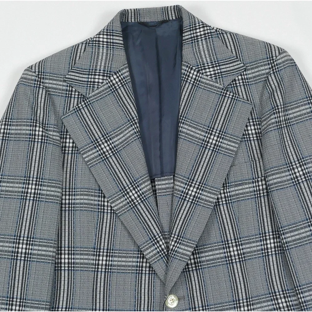 VTG 1970s Plaid 2 Pc Suit 38R 33 x33 Flare Leg Retro Griffon Allens USA Made